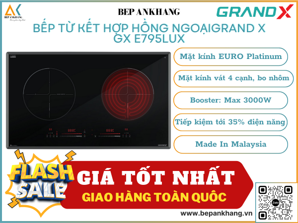 Bếp điện từ 2 vùng nấu Grand X GX E795Lux - Made In Malaysia